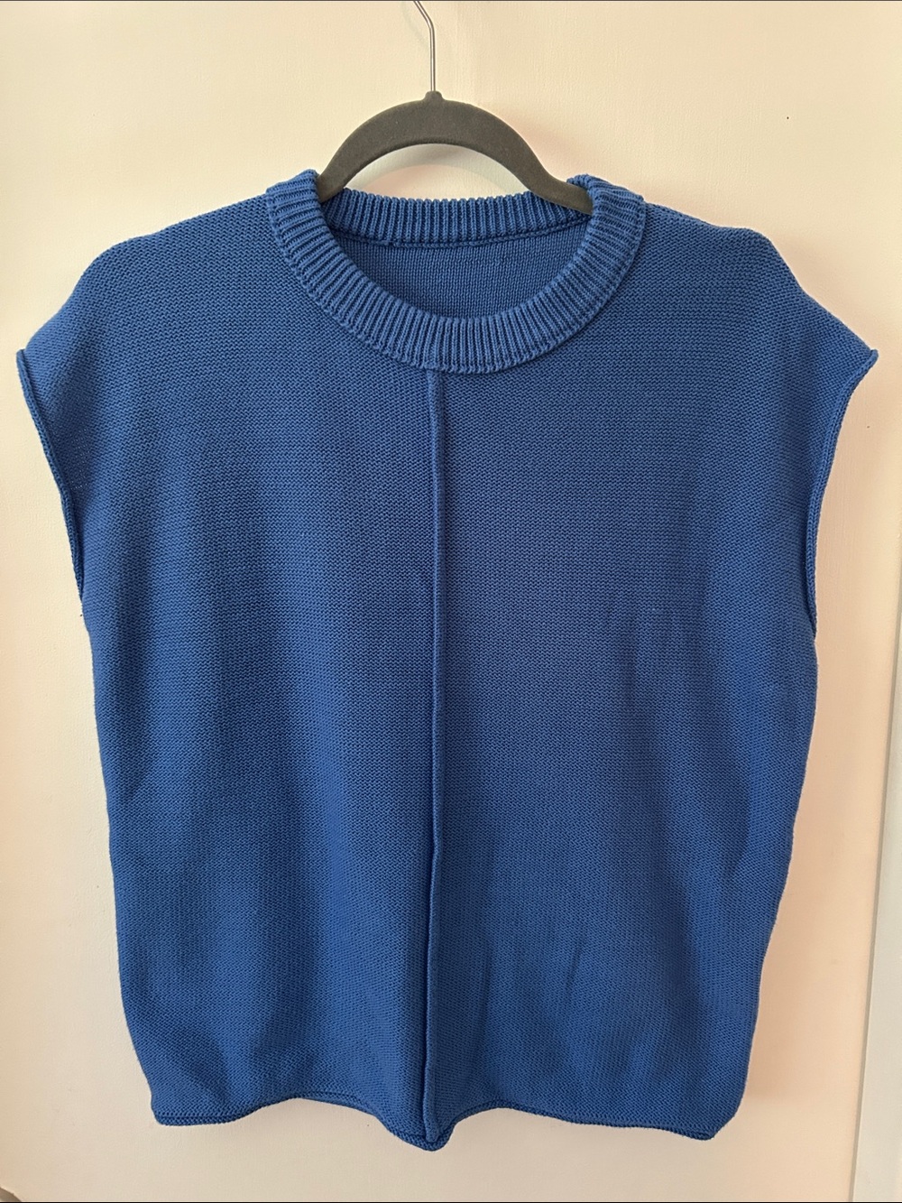 Blue Sleeveless Knit Sweater Top